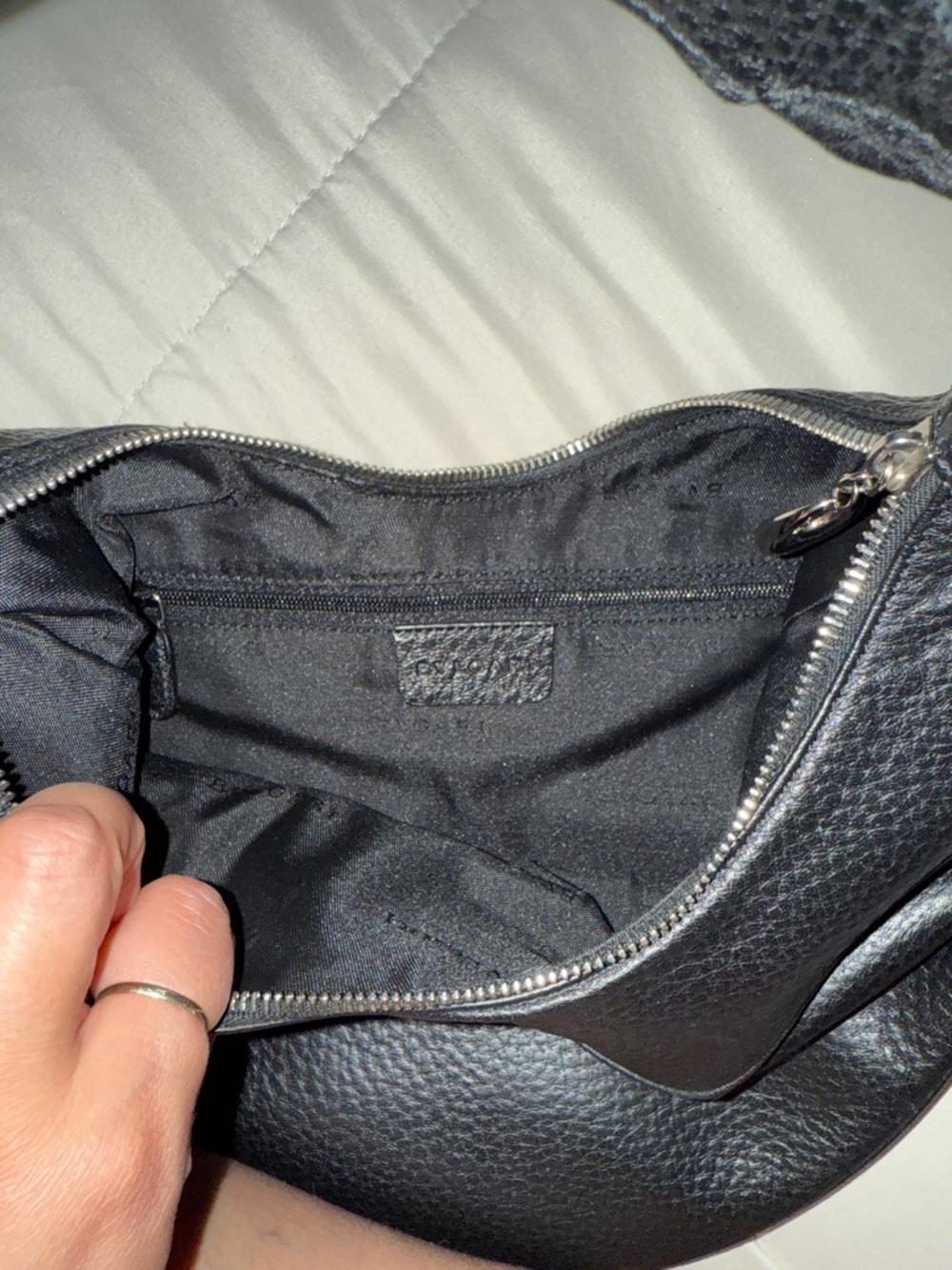 Bulgari Black Pebbled Leather Crescent Bag with Silver Hardware - Picture 3 of 5